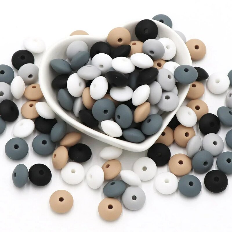 BOBO.BOX 20pcs Silicone Lentil Beads 12mm Baby Abacus Teething Bead BPA Free DIY Newborn Oral Care Pacifier Chain Teether Pearl
