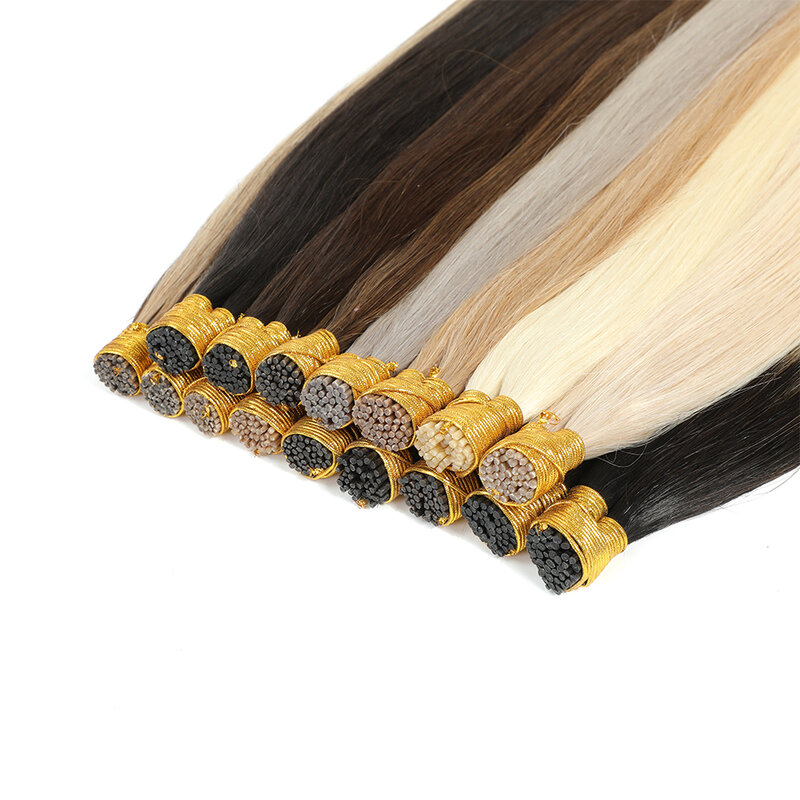 Lovevol Straight I Tip Hair Extensions 100G/Srands Piano Color Human Hair Fusion Straight Stick I Tip Real Keratin Human Hair