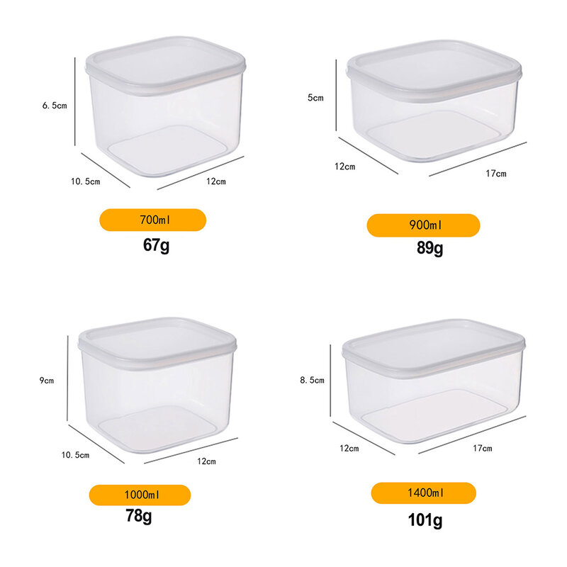 1Pc Voedselcontainers Opbergdozen Plastic Doorzichtige Magnetron Vriezer Veilig Dispenser Voedsel Verzegelde Doos Crisper Servies