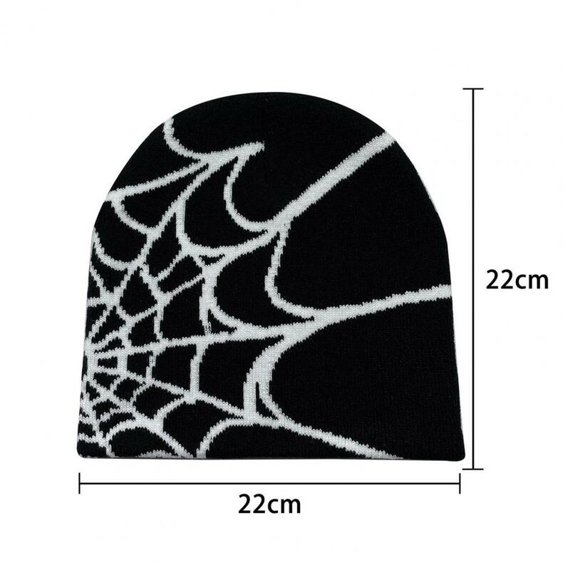 Unisex Jacquard Spider Web Print Beanie Hat, malha, festa de Halloween, alta elasticidade, ciclismo Cap para resistência ao ar livre