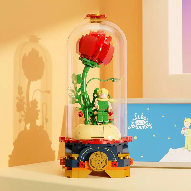 Mały książę róża romantyczne wieczny kwiat Puzzle klocki modna zabawka Model kreatywny ozdoby na biurko prezent na Boże Narodzenie