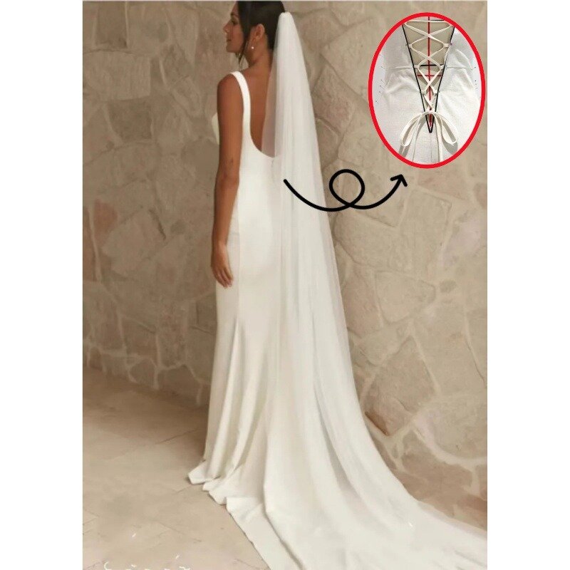 Wakuta-elegantes vestidos de noiva sereia para mulheres, cintas de espaguete, cetim, vestidos de noiva personalizados
