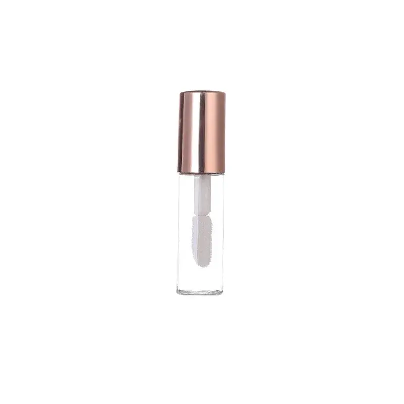 Lip Gloss plastik, 50/100 buah 2ML kosong transparan PE Lip Gloss tabung pelembab bibir plastik tabung lipstik sampel kosmetik Mini wadah mawar emas