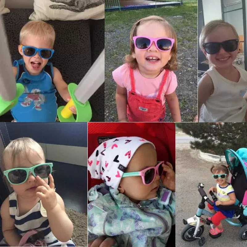 Gafas de sol de silicona con caja de gafas para niños y niñas, gafas de sol para exteriores, lentes de CA, gafas de seguridad y estuches, regalo para niños