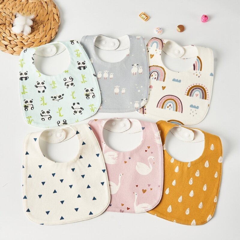 Baberos cómodos y fáciles limpiar para bebé, Baberos prácticos para bebé, toalla algodón tela impermeable, varios para