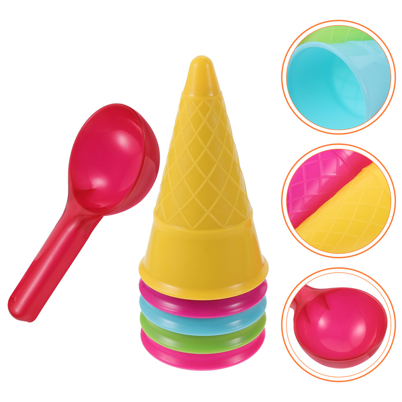 어린이용 해변 모래 아이스크림 콘 및 스쿠프 야외 장난감