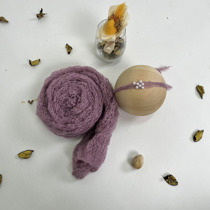 Don&Judy Soft Newborn Baby Photography Prop Wraps Hats Headwear Set Handmade Crochet Mohair Swaddle Layer Photoshoot Accessories