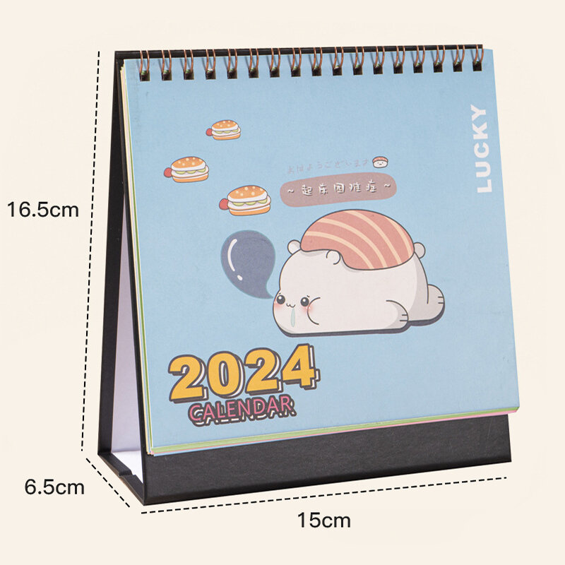 2024 Cute Cartoon Animal Standing Flip Desktop Calendar Mini Desk Calendar Daily Monthly Planning For Home Desk Decoration
