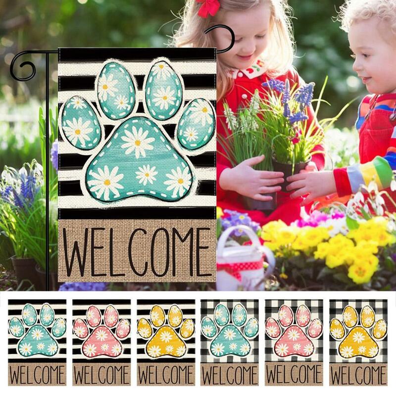 Multicolor Welcome To The Spring Garden Flag Flag Yard Springtime Weather-resistant Accessories Double-sided Outdoo O4s5