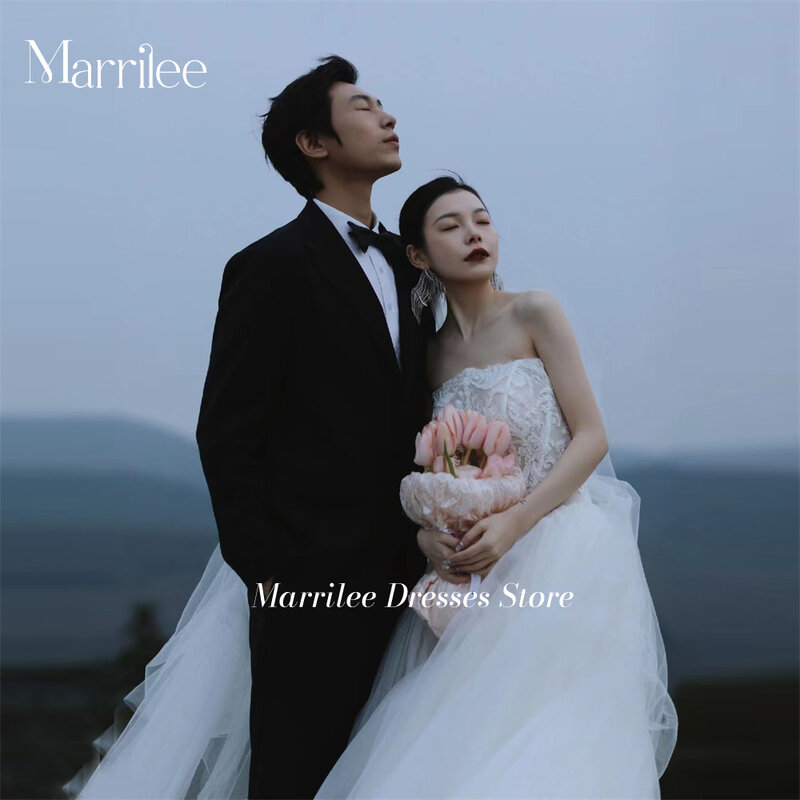 Robes de mariée en tulle de dentelle Morden pour femmes, robe brodée sur mesure, chérie, patients fibres, Corée, 2024