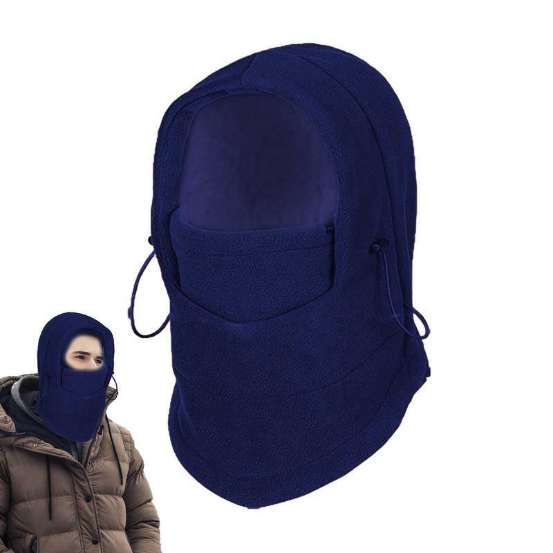 Topi masker Ski hangat termal musim dingin, penutup wajah masker wajah cuaca dingin topi Ski masker musim dingin topi bulu bergaris tahan angin