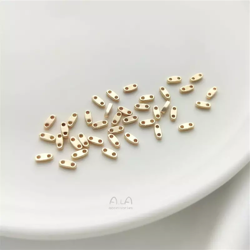 14K Ouro Revestido Millet Beads, Double Hole Partition, DIY Handmade Pulseira Frisada, Material Jóias, Acessório