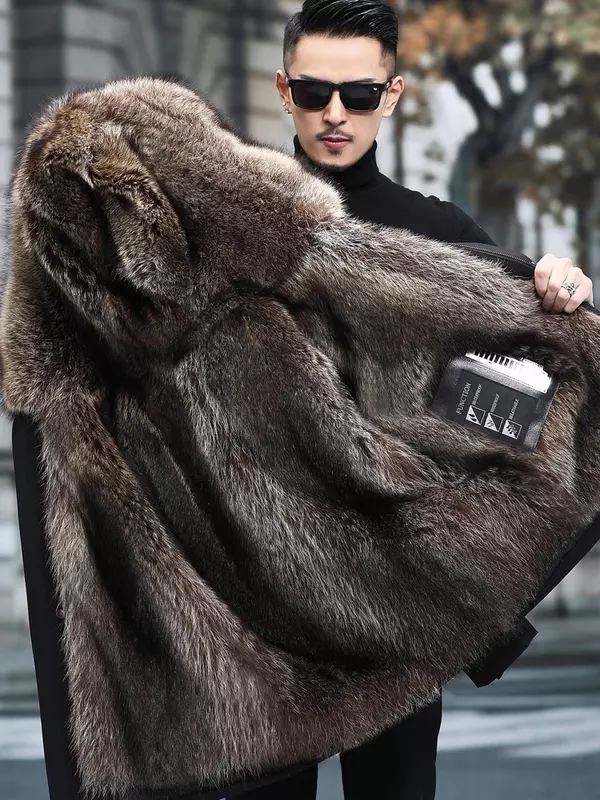 AYUNSUE утепленная меховая Парка мужская одежда зимняя куртка с подкладкой из меха енота теплое меховое пальто короткие мужские пальто и куртки Casaco SGG