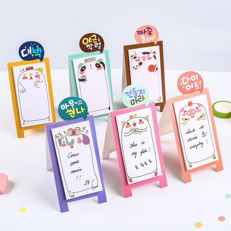 Funny Cute Kawaii 3D Standing Paper Memo Pads Cat Dog Post Sticky Notes Kids Girl notepad Tab cancelleria estetica all'ingrosso