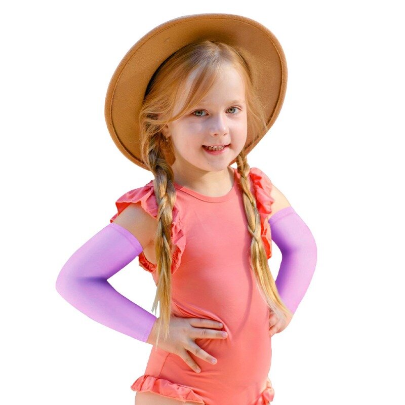 Sarung lengan pendingin olahraga anak-anak 4-10 tahun musim panas penutup lengan perlindungan UV matahari anak perempuan anak laki-laki elastis es sutra bersepeda penghangat lengan