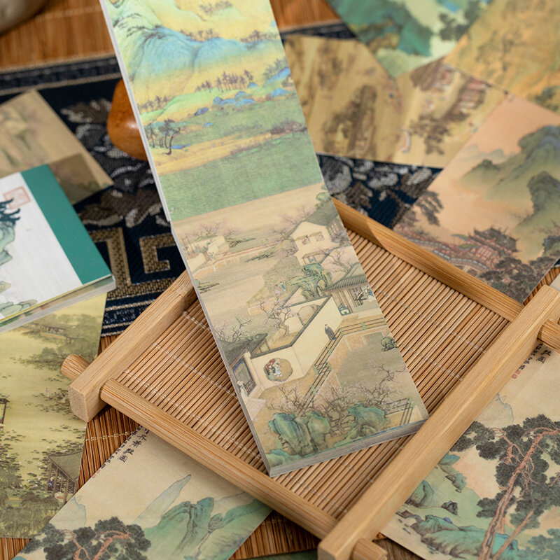 Lote de pegatinas washi de media luna, Serie de viento nacional mongol, decoración creativa retro, papel de enmascarar, 4 paquetes por lote