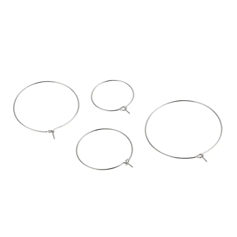 100Pcs 20mm-35mm Wine Glasses Rings Markers Silver Earrings Circle Wire Rings Hoops DIY novelty Gift Party Drink Wine Labeling