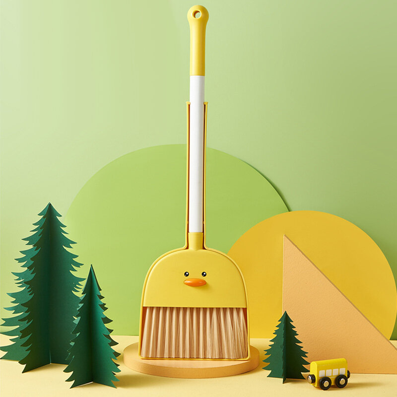 Household Mini Kid Broom and Dustpan Set Cleaning Toys Gift Pretend Play Toy Children Cleaning Broom Dustpan Set for Age 3-6 Age