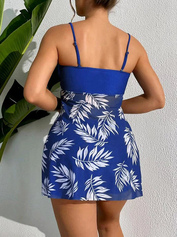 2024 Short Dress Tankini With Shorts Swimsuit Women Swimwear Female Padded Printed Bathing Swim Suit Swimming Beachwear Summer