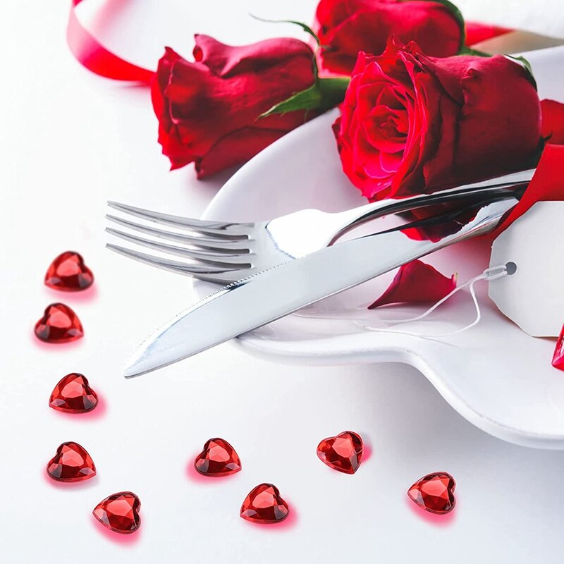Diamantes de imitación acrílicos 200 en forma de corazón para Día de San Valentín, diamantes de imitación en forma de corazón para boda, 0,5 pulgadas