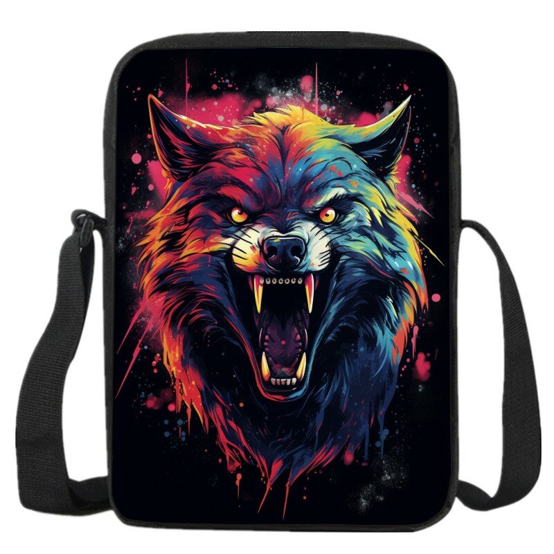 Ferocious Wolf Print Messenger Bag Women Handbags Spider Crossbody Bags Girls Teenager Leisure Shoulder Bags Mobile Phone Bag