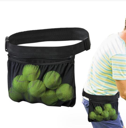 Tas bola tenis, aksesori tas pinggang anak-anak, tas penyimpan bola tenis, kantong jala untuk wanita dan remaja