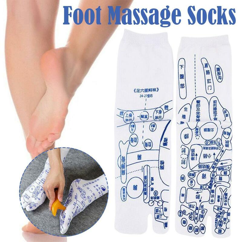 Nuovi calzini per massaggio ai piedi calzini per grafici di riflessologia per digitopressione spaccati a 2 dita per calze meridiane per massaggio ai piedi