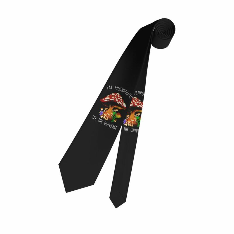 Os homens comem-me cogumelos vêem o universo gravatas no pescoço, streetwear de seda personalizada, gravatas gráficas para escritório Cravat, moda