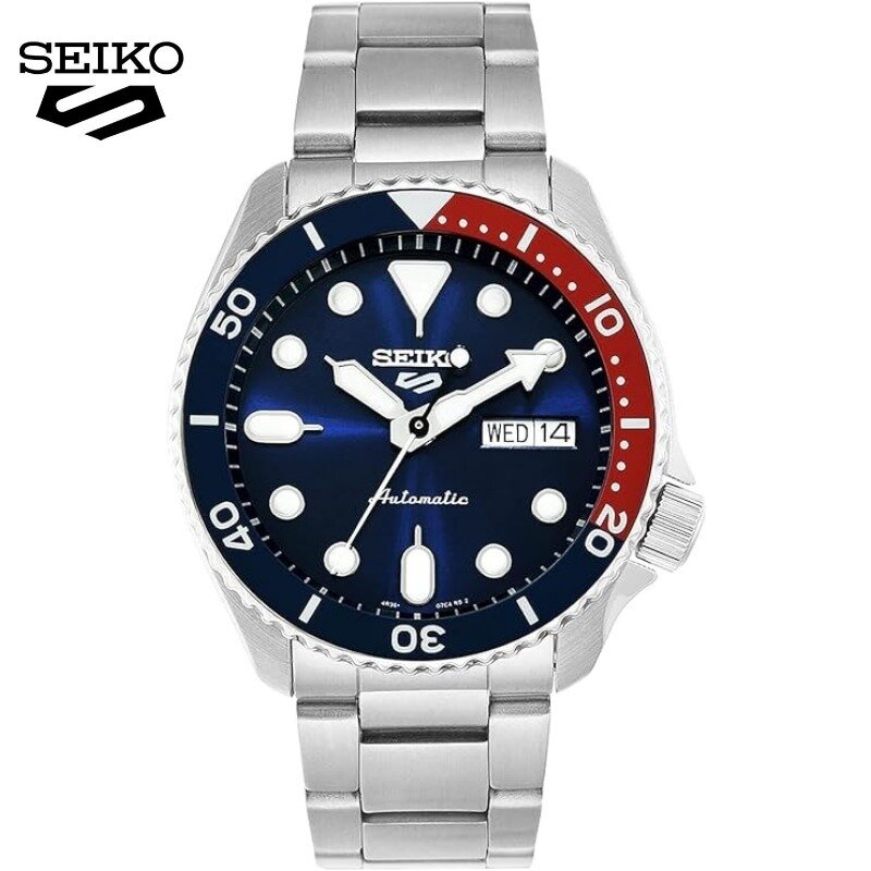 Часы SEIKO 5 Мужские кварцевые автоматические, спортивные водонепроницаемые Брендовые с круглым вращающимся стальным браслетом, SRPD53K