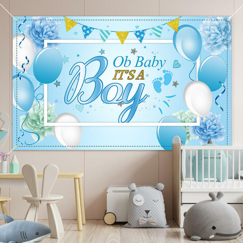 2023 Nieuwe Baby Gendergeheimen Onthullen Blauwroze Achtergrond Stof Feestbanket Decoratie Banner Kinderfotovlag