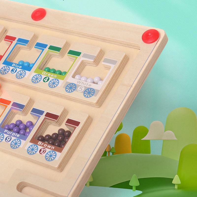 Mainan papan kayu Montessori labirin magnetik untuk mainan papan kayu Montessori papan permainan Puzzle Magnet kayu untuk belajar menghitung dan