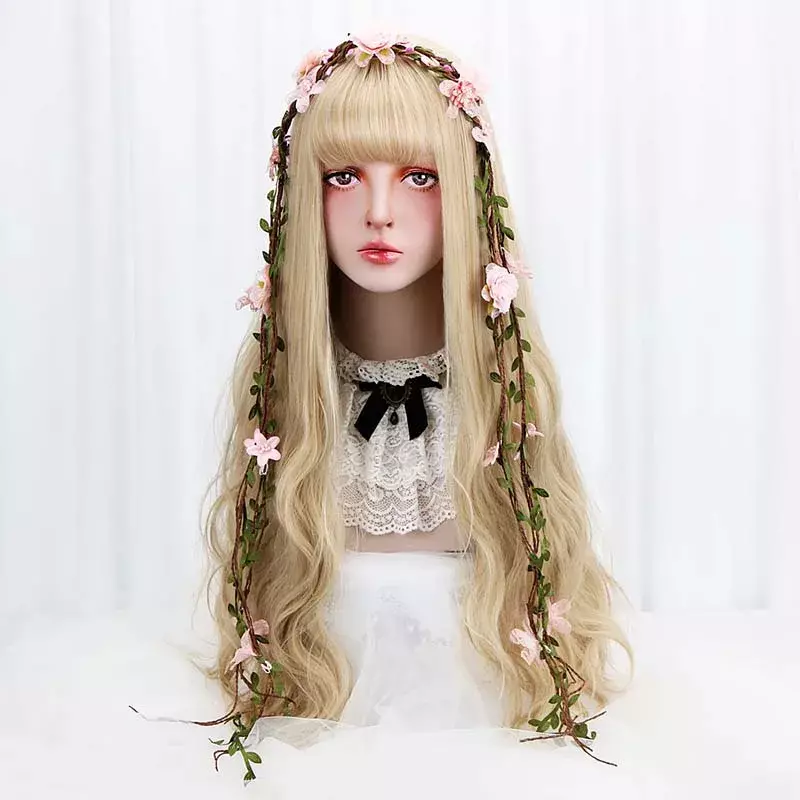 ACAG длинные волнистые синтетические светлые волосы 32 дюйма для косплея Лолита парики с челкой для женского костюма искусственные волосы из высокотемпературного волокна