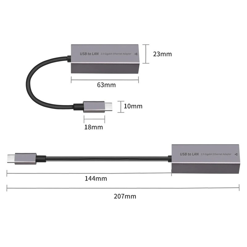 Adaptor Ethernet USB 2.5G, kartu jaringan USB RJ45 Thunderbolt 3 Lan 2500Mbps untuk Laptop PC Notebook kartu jaringan 100Mbps