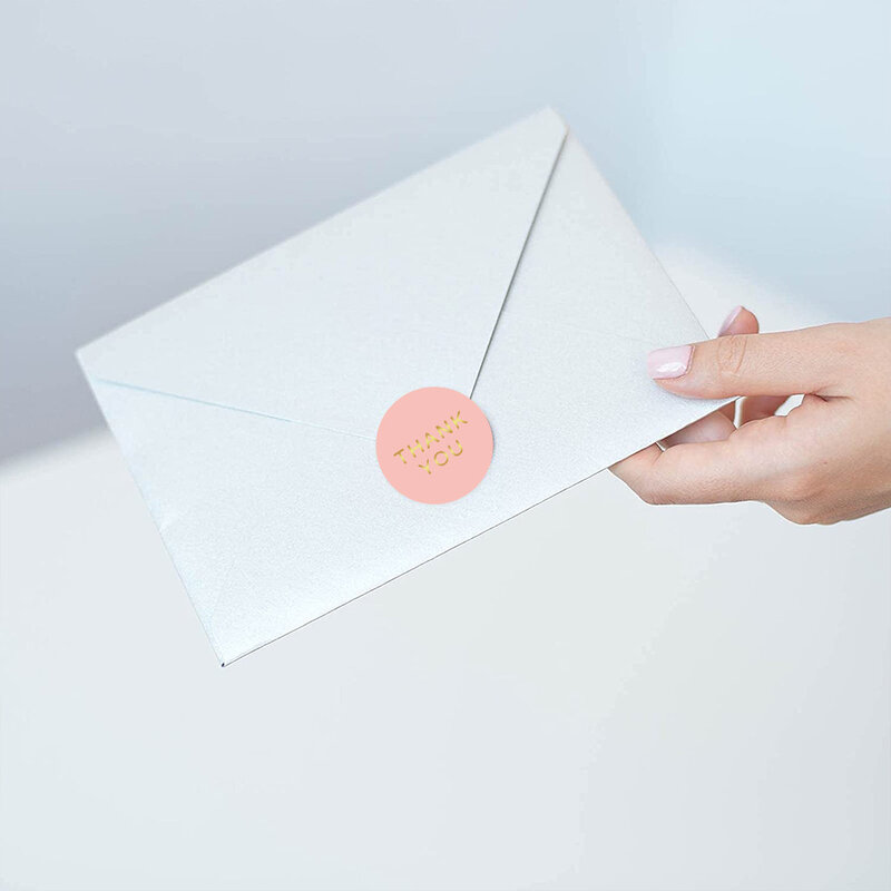 Folha de ouro redonda adesivos rótulos, decoração adesivo para cartão de visita, Envelopes, presente de vedação, obrigado adesivos, 1 ", 50-500pcs