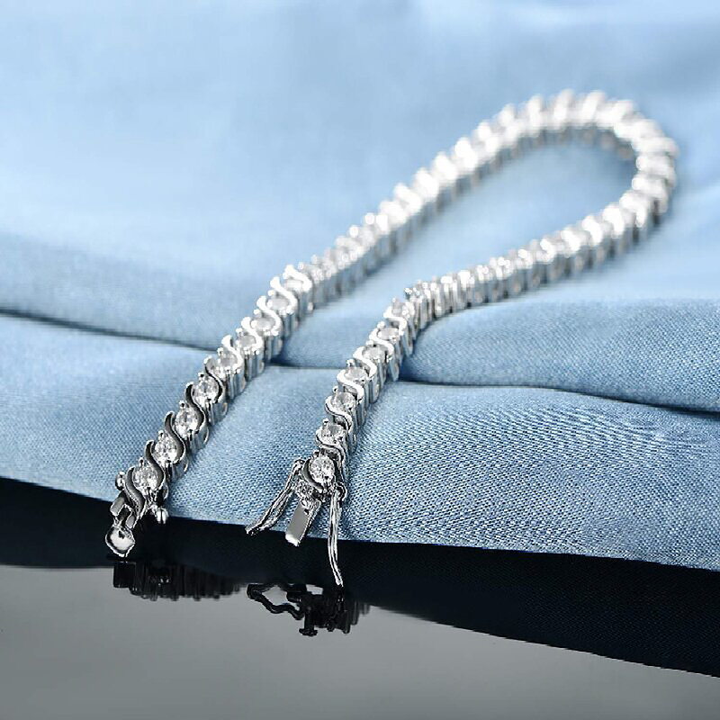 Luxe High Carbon Diamant Tennisarmbanden Voor Vrouwen 925 Sterling Verzilverd 18K Wit Goud 5a Zirkoon Armband Kutpf