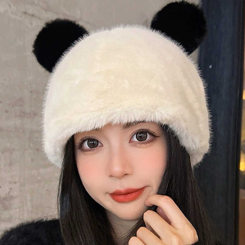 Winter Women S Warm Ear Caps Selfie Pullover Caps Fashionable Plush Caps