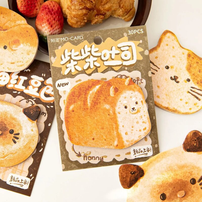 Papel grueso Kawaii Animal pan tostado, adhesivo, no se daña fácilmente, suministros de papelería, Mini viscosidad fuerte