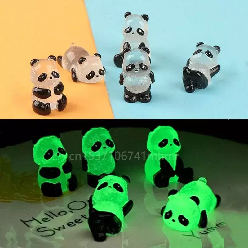 Gloeiende Panda Mini Beeldjes Miniatuur Panda Micro Landschap Ornament Gloeiend In Donker Miniatuur Bloem Ingemaakte Decor