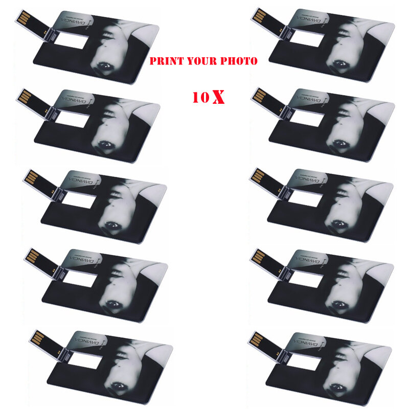 10 Stks/partij Gratis Logo Diy Usb Flash Drive 1Gb 2Gb Oem Gift Custom Logo Plastic Naam Card Pendrive memory Stick Print Logo Geschenken