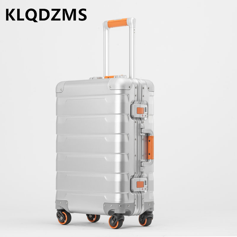 KLQDZMS-maleta con ruedas de aleación de aluminio y magnesio para hombre, maleta con ruedas de 20 "y 24 pulgadas, almacenamiento de equipaje silencioso para mujer