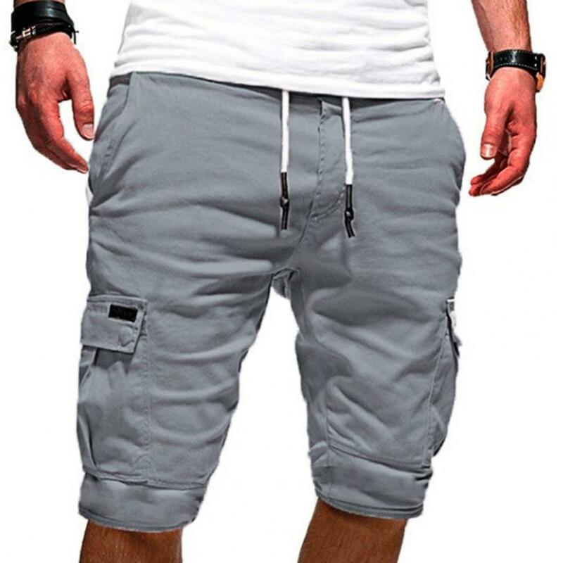 Sommer Männer Sport Cargo-Shorts Casual Einfarbig Multi Taschen Männer Lose Kordelzug Fracht Fitness Shorts pantalones cortos