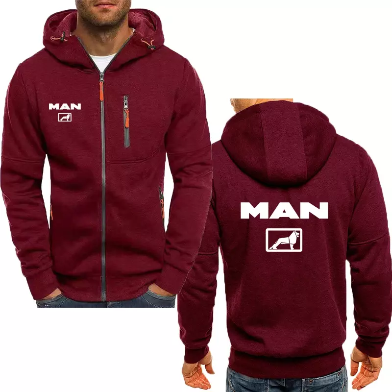Hip-hop street men's hoodie Men's cardigan truck MAN print High Quality Men's clothing Harajuku fashion men's hooded sweatshirt