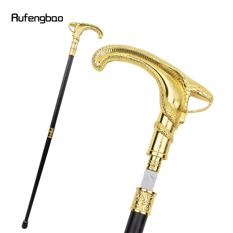 Golden Snake Coiled Walking Stick with Hidden Plate Self Defense Fashion Cane Plate Halloween Cosplay Crosier Vampire Stick 93cm
