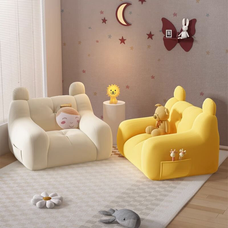 Kursi Sofa beruang kecil lucu, untuk ruang tamu kamar tidur anak-anak dengan sandaran, kursi Sofa orang malas, kursi kartun