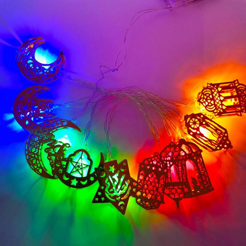 Lampe Décorative Élégante, Ramadan Eid, Guirxiété Lumineuse avec Lune et Étoile, Lanternes à Piles 62 Ultra Lumineuses pour ixFestive