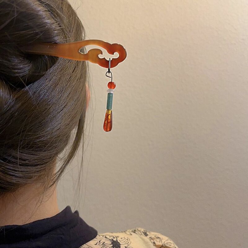 Chinesische Art Schmetterling Haarnadel Kalligraphie Haar Stick Quaste Harz Haars pange runde Anhänger Hanfu Ornament Modeschmuck
