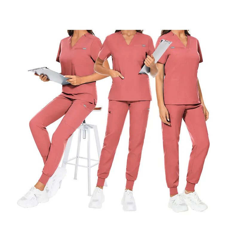 Conjunto de uniforme de salón de belleza, Tops personalizados de manga corta, pantalones de enfermera, traje médico, ropa de trabajo