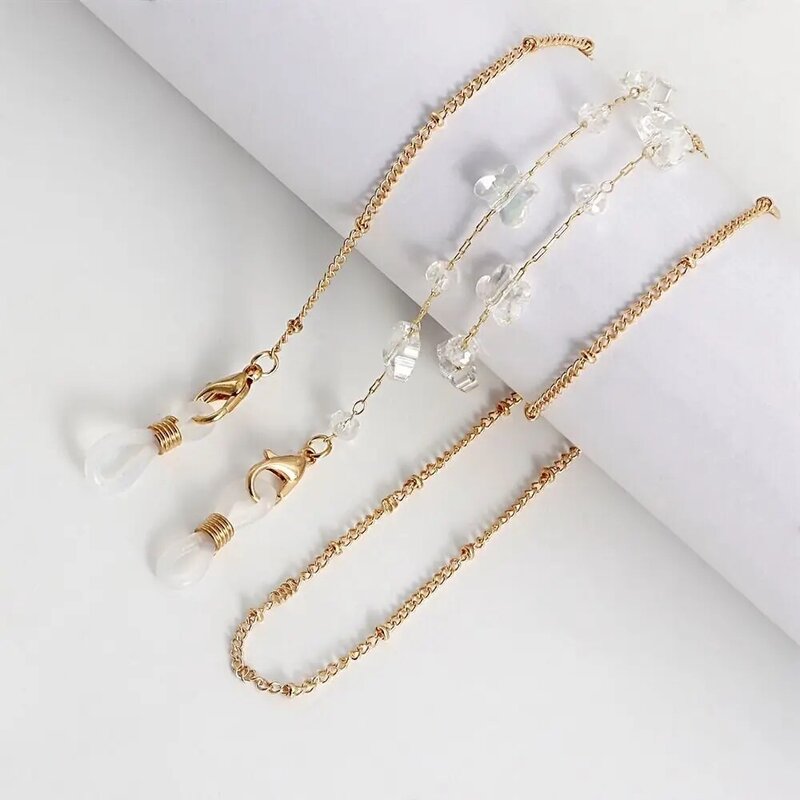 76cm Fashion Metal Glasses Chain Flower Sunglasses Chains Women Girls Personalized Mask Chain Hanging Neck Glasses Lanyard Rope