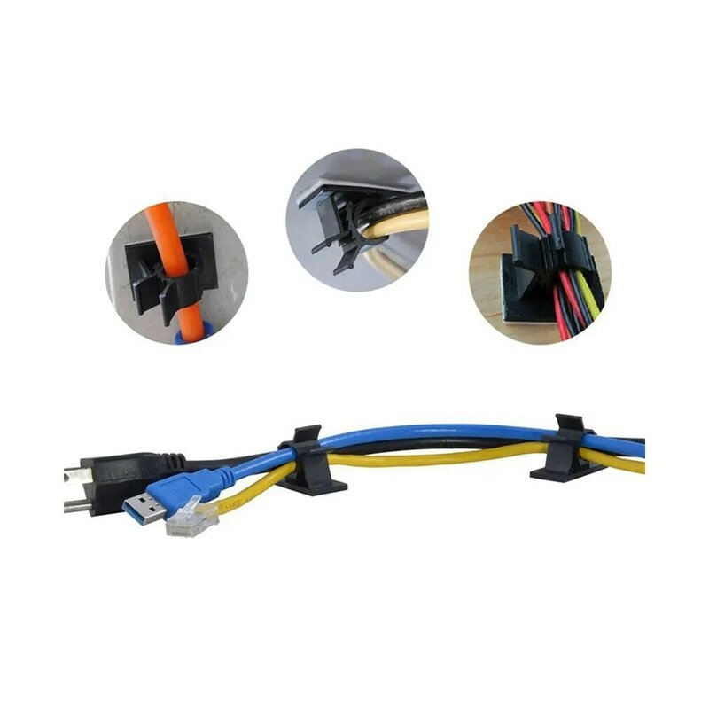 Organizador de Cables ajustable, Clips de Cable autoadhesivos, soporte de Cable de gestión adhesiva de mesa para coche, abrazadera de bobinadora de Cable de carga de TV