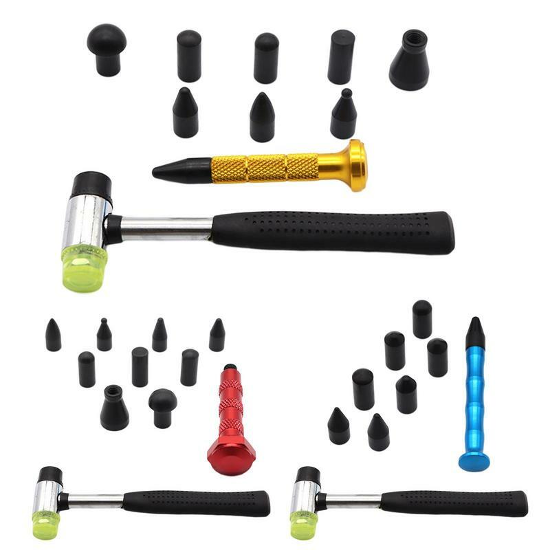 Kit de martillo de abolladura para coche, herramientas de reparación de abolladuras intercambiables portátiles, antideslizantes para carrocería de motocicleta y vehículo